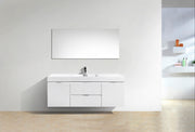Kube Bath BSL60S-GW Bliss 60" High Gloss White Wall Mount Single Sink Bathroom Vanity with Reinforced Acrylic Composite Top - view 3