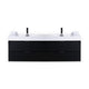 Kube Bath BSL72D-BK Bliss 72" Black Wall Mount Double Sink Bathroom Vanity with Reinforced Acrylic Composite Top