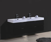 Kube Bath BSL72D-BK Bliss 72" Black Wall Mount Double Sink Bathroom Vanity with Reinforced Acrylic Composite Top - view 2