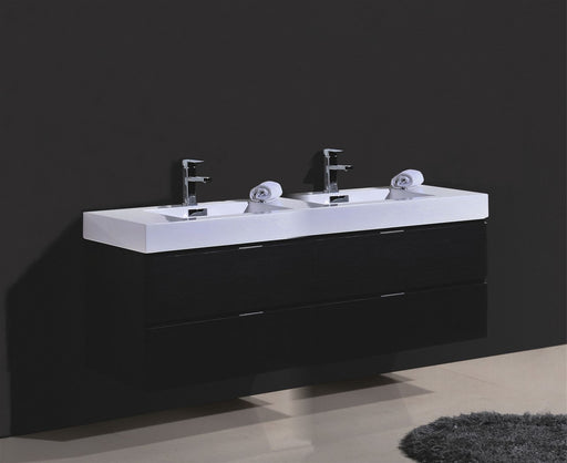 Kube Bath BSL72D-BK Bliss 72" Black Wall Mount Double Sink Bathroom Vanity with Reinforced Acrylic Composite Top - view 2