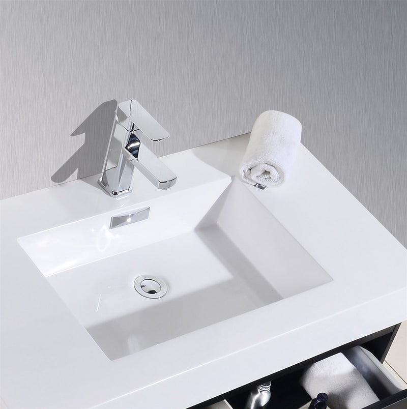 Kube Bath BSL72D-BK Bliss 72" Black Wall Mount Double Sink Bathroom Vanity with Reinforced Acrylic Composite Top - view 3