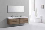 Kube Bath BSL72D-BTN Bliss 72" Butternut Wall Mount Double Sink Bathroom Vanity with Reinforced Acrylic Composite Top - view 3