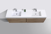 Kube Bath BSL72D-BTN Bliss 72" Butternut Wall Mount Double Sink Bathroom Vanity with Reinforced Acrylic Composite Top - view 5