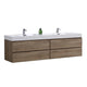 Kube Bath BSL72D-BTN Bliss 72" Butternut Wall Mount Double Sink Bathroom Vanity with Reinforced Acrylic Composite Top