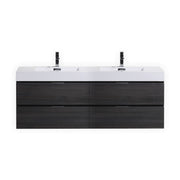 Kube Bath BSL72D-GO Bliss 72" Gray Oak Wall Mount Double Sink Bathroom Vanity with Reinforced Acrylic Composite Top