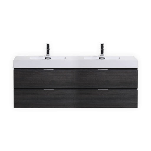 Kube Bath BSL72D-GO Bliss 72" Gray Oak Wall Mount Double Sink Bathroom Vanity with Reinforced Acrylic Composite Top