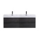 Kube Bath BSL72D-GO Bliss 72" Gray Oak Wall Mount Double Sink Bathroom Vanity with Reinforced Acrylic Composite Top