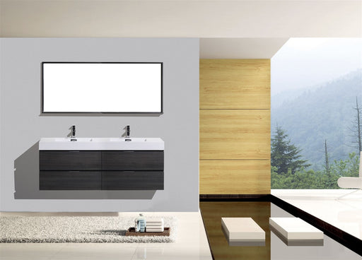 Kube Bath BSL72D-GO Bliss 72" Gray Oak Wall Mount Double Sink Bathroom Vanity with Reinforced Acrylic Composite Top - view 2