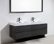 Kube Bath BSL72D-GO Bliss 72" Gray Oak Wall Mount Double Sink Bathroom Vanity with Reinforced Acrylic Composite Top - view 3