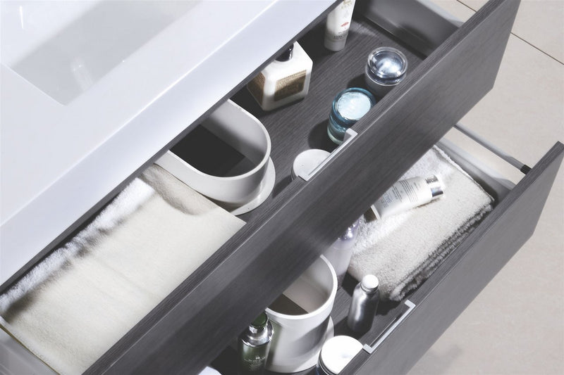 Kube Bath BSL72D-GO Bliss 72" Gray Oak Wall Mount Double Sink Bathroom Vanity with Reinforced Acrylic Composite Top - view 6