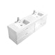 Kube Bath BSL72D-GW Bliss 72" High Gloss White Wall Mount Double Sink Bathroom Vanity with Reinforced Acrylic Composite Top