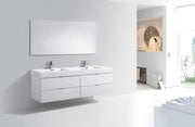 Kube Bath BSL72D-GW Bliss 72" High Gloss White Wall Mount Double Sink Bathroom Vanity with Reinforced Acrylic Composite Top - view 3