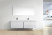 Kube Bath BSL72D-GW Bliss 72" High Gloss White Wall Mount Double Sink Bathroom Vanity with Reinforced Acrylic Composite Top - view 2