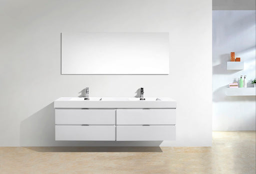 Kube Bath BSL72D-GW Bliss 72" High Gloss White Wall Mount Double Sink Bathroom Vanity with Reinforced Acrylic Composite Top - view 2