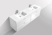 Kube Bath BSL72D-GW Bliss 72" High Gloss White Wall Mount Double Sink Bathroom Vanity with Reinforced Acrylic Composite Top - view 4