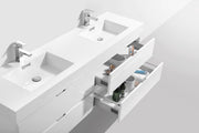 Kube Bath BSL72D-GW Bliss 72" High Gloss White Wall Mount Double Sink Bathroom Vanity with Reinforced Acrylic Composite Top - view 5