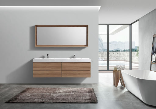 Kube Bath BSL72D-HO Bliss 72" Honey Oak Wall Mount Double Sink Bathroom Vanity with Reinforced Acrylic Composite Top - view 2