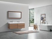 Kube Bath BSL72D-HO Bliss 72" Honey Oak Wall Mount Double Sink Bathroom Vanity with Reinforced Acrylic Composite Top - view 3