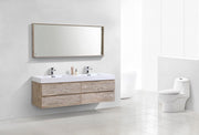 Kube Bath BSL72D-NW Bliss 72" Nature Wood Wall Mount Double Sink Bathroom Vanity with Reinforced Acrylic Composite Top - view 3