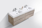 Kube Bath BSL72D-NW Bliss 72" Nature Wood Wall Mount Double Sink Bathroom Vanity with Reinforced Acrylic Composite Top - view 4