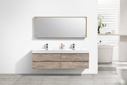 Kube Bath BSL72D-NW Bliss 72" Nature Wood Wall Mount Double Sink Bathroom Vanity with Reinforced Acrylic Composite Top - view 2