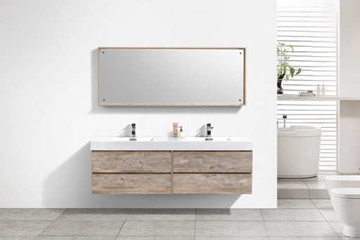 Kube Bath BSL72D-NW Bliss 72" Nature Wood Wall Mount Double Sink Bathroom Vanity with Reinforced Acrylic Composite Top - view 2