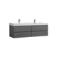 Kube Bath BSL72D-VAG Bliss 72" Vulcan Ash Grey Wall Mount Double Sink Bathroom Vanity with Reinforced Acrylic Composite Top