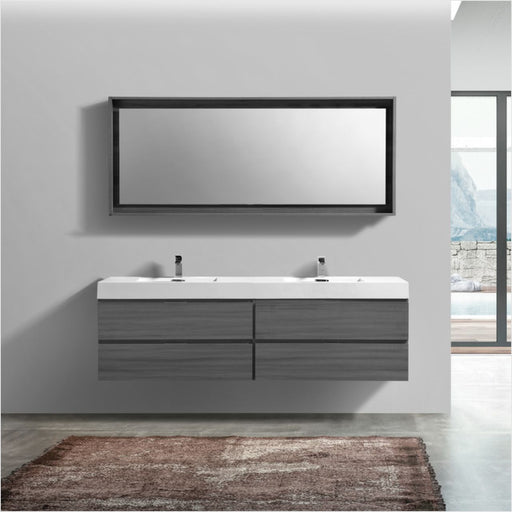 Kube Bath BSL72D-VAG Bliss 72" Vulcan Ash Grey Wall Mount Double Sink Bathroom Vanity with Reinforced Acrylic Composite Top - view 2