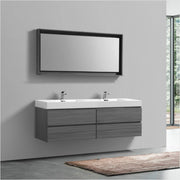 Kube Bath BSL72D-VAG Bliss 72" Vulcan Ash Grey Wall Mount Double Sink Bathroom Vanity with Reinforced Acrylic Composite Top - view 3