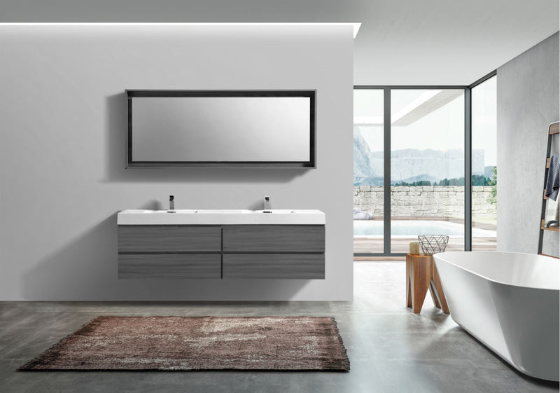 Kube Bath BSL72D-VAG Bliss 72" Vulcan Ash Grey Wall Mount Double Sink Bathroom Vanity with Reinforced Acrylic Composite Top - view 4