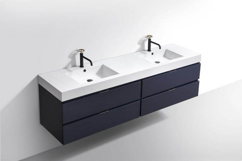 Kube Bath BSL72D-BLUE Bliss 72" Blue Wall Mount Double Sink Bathroom Vanity with Reinforced Acrylic Composite Top - view 4