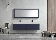 Kube Bath BSL72D-BLUE Bliss 72" Blue Wall Mount Double Sink Bathroom Vanity with Reinforced Acrylic Composite Top - view 2