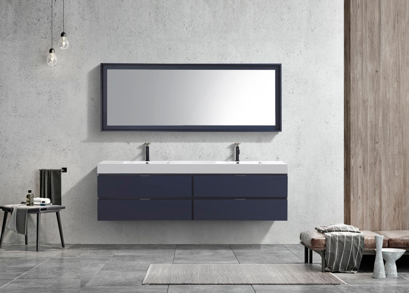 Kube Bath BSL72D-BLUE Bliss 72" Blue Wall Mount Double Sink Bathroom Vanity with Reinforced Acrylic Composite Top - view 2