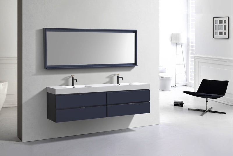 Kube Bath BSL72D-BLUE Bliss 72" Blue Wall Mount Double Sink Bathroom Vanity with Reinforced Acrylic Composite Top - view 3