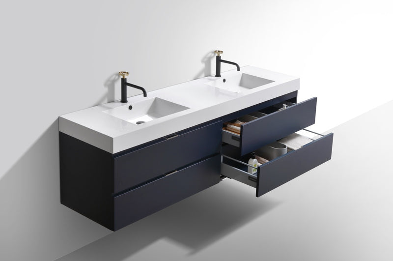 Kube Bath BSL72D-BLUE Bliss 72" Blue Wall Mount Double Sink Bathroom Vanity with Reinforced Acrylic Composite Top - view 5