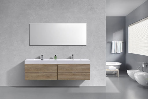 Kube Bath BSL80D-BTN Bliss 80" Butternut Wall Mount Double Sink Bathroom Vanity with Reinforced Acrylic Composite Top - view 2
