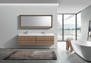 Kube Bath BSL80D-HO Bliss 80" Honey Oak Wall Mount Double Sink Bathroom Vanity with Reinforced Acrylic Composite Top - view 2