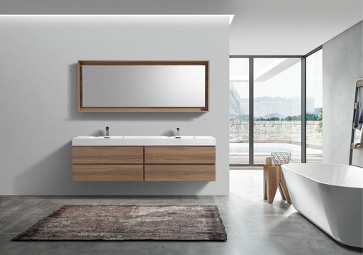 Kube Bath BSL80D-HO Bliss 80" Honey Oak Wall Mount Double Sink Bathroom Vanity with Reinforced Acrylic Composite Top - view 2