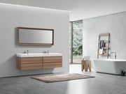 Kube Bath BSL80D-HO Bliss 80" Honey Oak Wall Mount Double Sink Bathroom Vanity with Reinforced Acrylic Composite Top - view 3