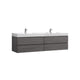 Kube Bath BSL80D-VAG Bliss 80" Vulcan Ash Grey Wall Mount Double Sink Bathroom Vanity with Reinforced Acrylic Composite Top