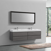 Kube Bath BSL80D-VAG Bliss 80" Vulcan Ash Grey Wall Mount Double Sink Bathroom Vanity with Reinforced Acrylic Composite Top - view 3