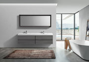 Kube Bath BSL80D-VAG Bliss 80" Vulcan Ash Grey Wall Mount Double Sink Bathroom Vanity with Reinforced Acrylic Composite Top - view 4