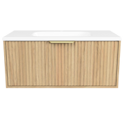 Timberline Byron 36" Prime Oak Wall Mount Vanity with Gold Hardware - view 2