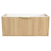 Timberline Byron 36" Prime Oak Wall Mount Vanity Cabinet Only with Gold Hardware - view 2