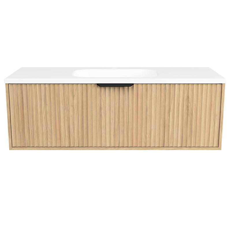 Timberline Byron 48" Prime Oak Wall Mount Vanity with Black Hardware - view 2