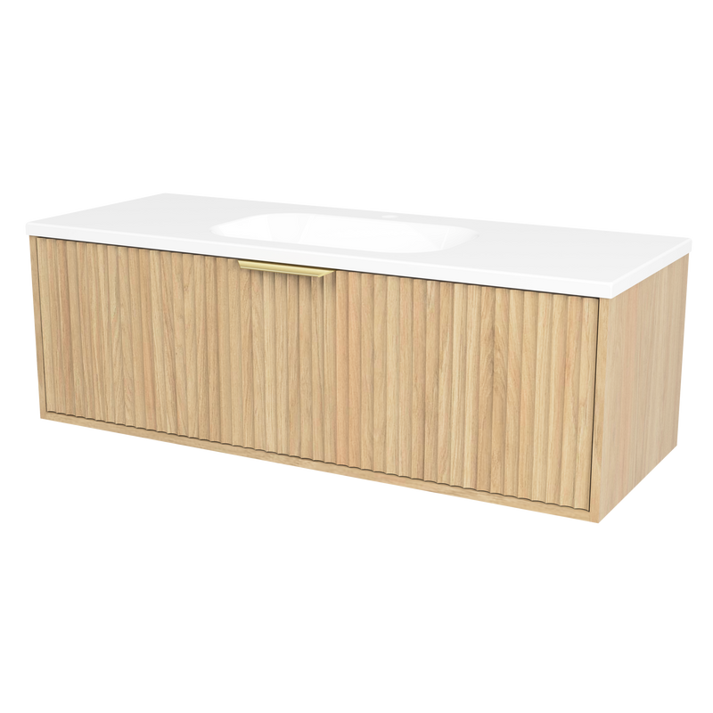 Timberline Byron 48" Prime Oak Wall Mount Vanity with Gold Hardware