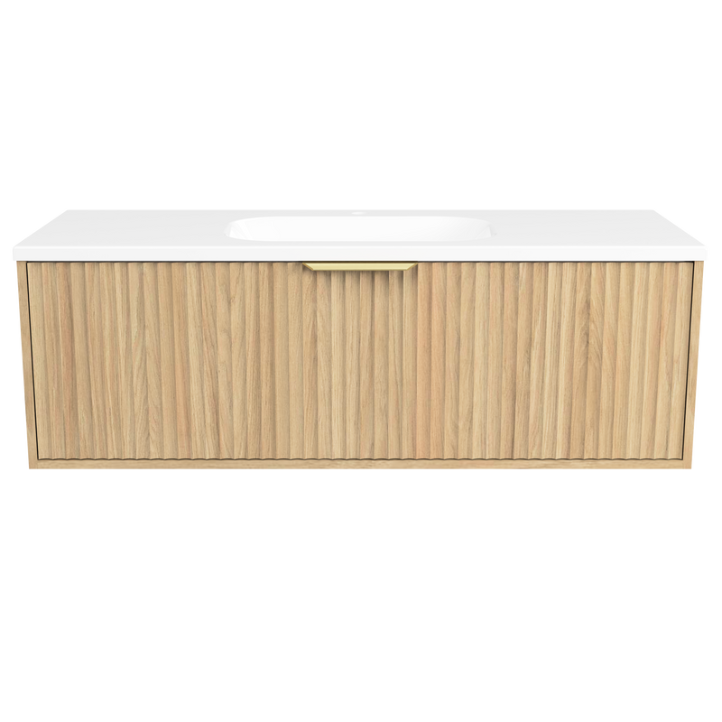 Timberline Byron 48" Prime Oak Wall Mount Vanity with Gold Hardware - view 2