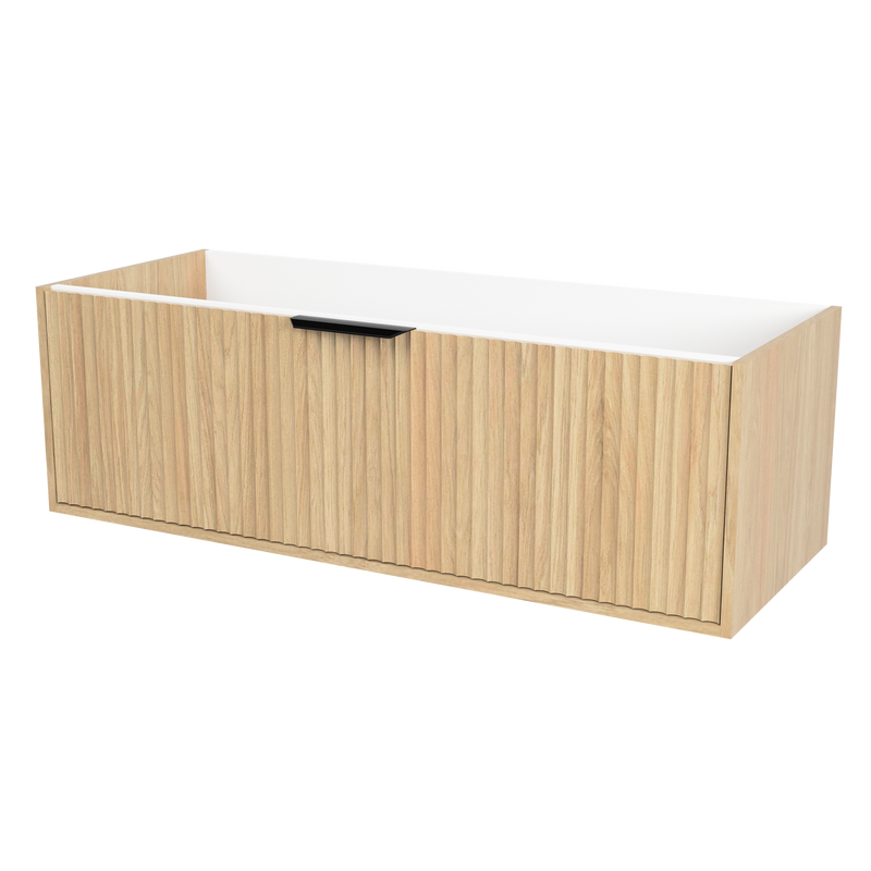Timberline Byron 48" Prime Oak Wall Mount Vanity Cabinet Only with Black Hardware