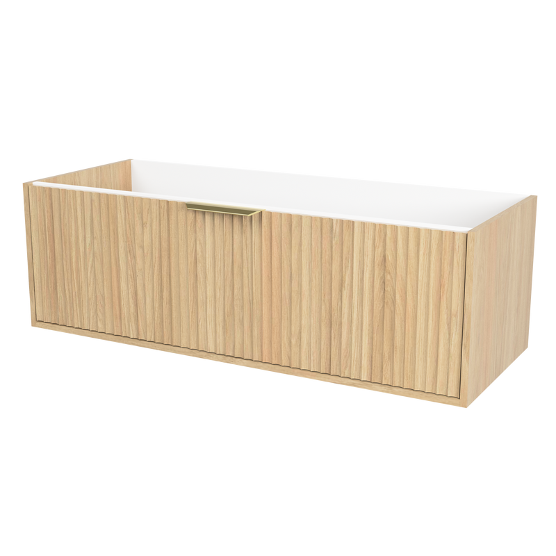 Timberline Byron 48" Prime Oak Wall Mount Vanity Cabinet Only with Gold Hardware