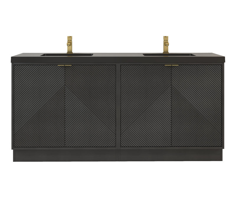Moreno Bath MT72DFS Mason 72" Fluted Freestanding Bathroom Vanity with Double Sink Top